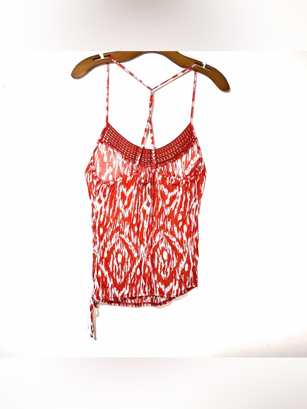 Rue21 Red and White Ikat Spaghetti Strap Camisole